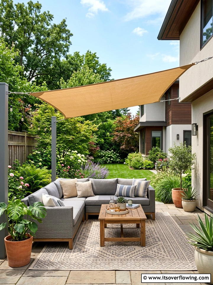 Backyard patio shade sail - 25 backyard decorating ideas with shade sail