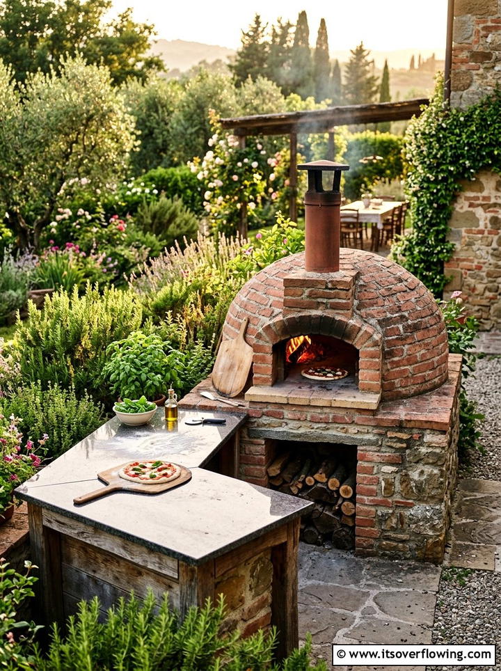 Backyard pizza oven - 25 backyard ideas with outdoor kitchen