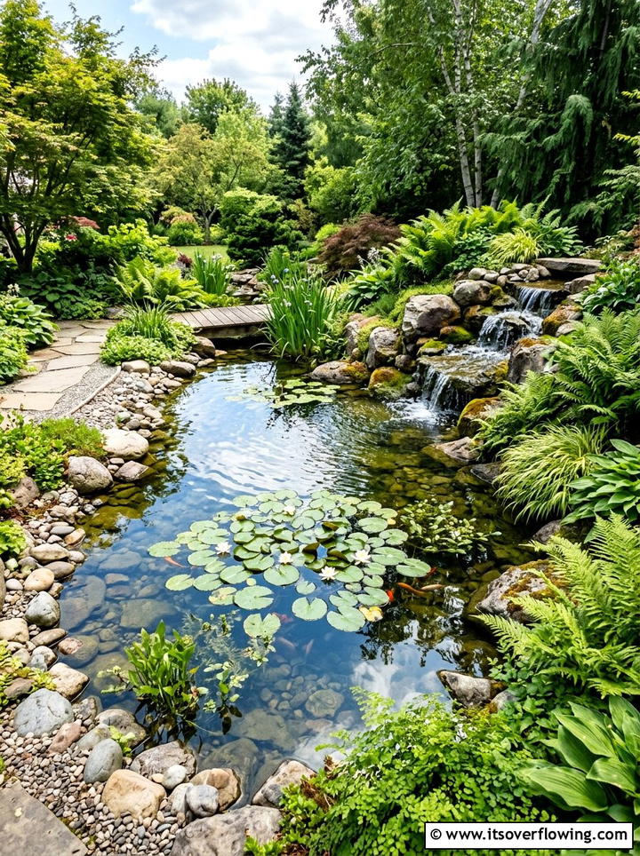 Backyard pond - 25 creative garden ideas with no lawn design