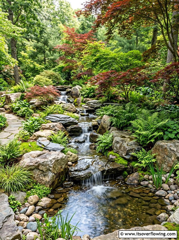 Backyard waterfall stream - 25 garden design ideas with water features