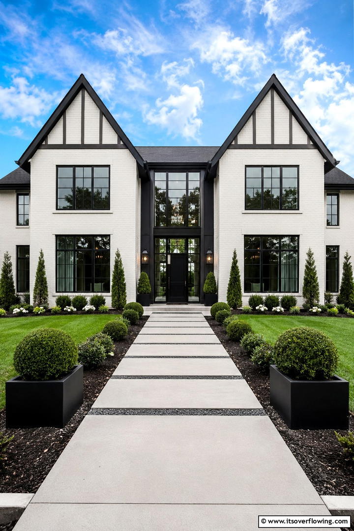 Balanced Symmetry and Style - 30 Modern Tudor Exterior Ideas for Timeless Curb Appeal