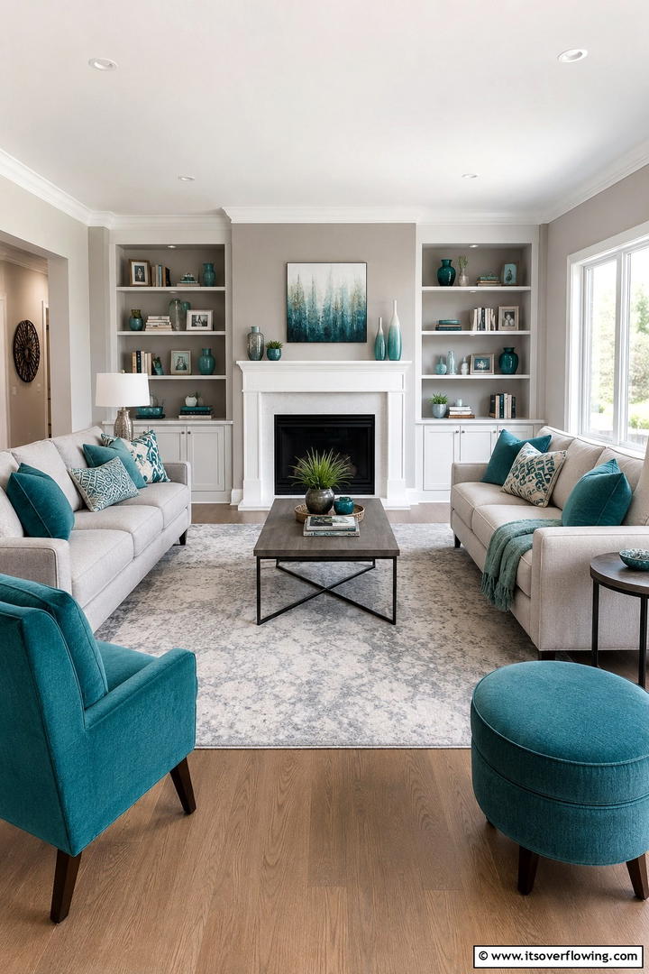 Balanced Teal Ambiance - 30 Teal Living Room Ideas for Bold & Serene Interior Spaces