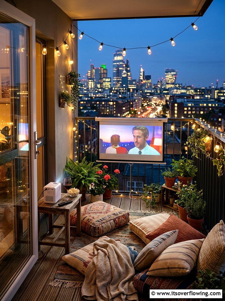 Balcony Movie Screen Setup - 25 backyard ideas with projector screen