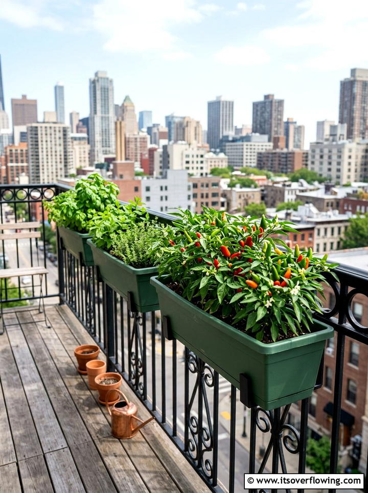 Balcony Railing Planter - 25 creative garden ideas with container vegetables