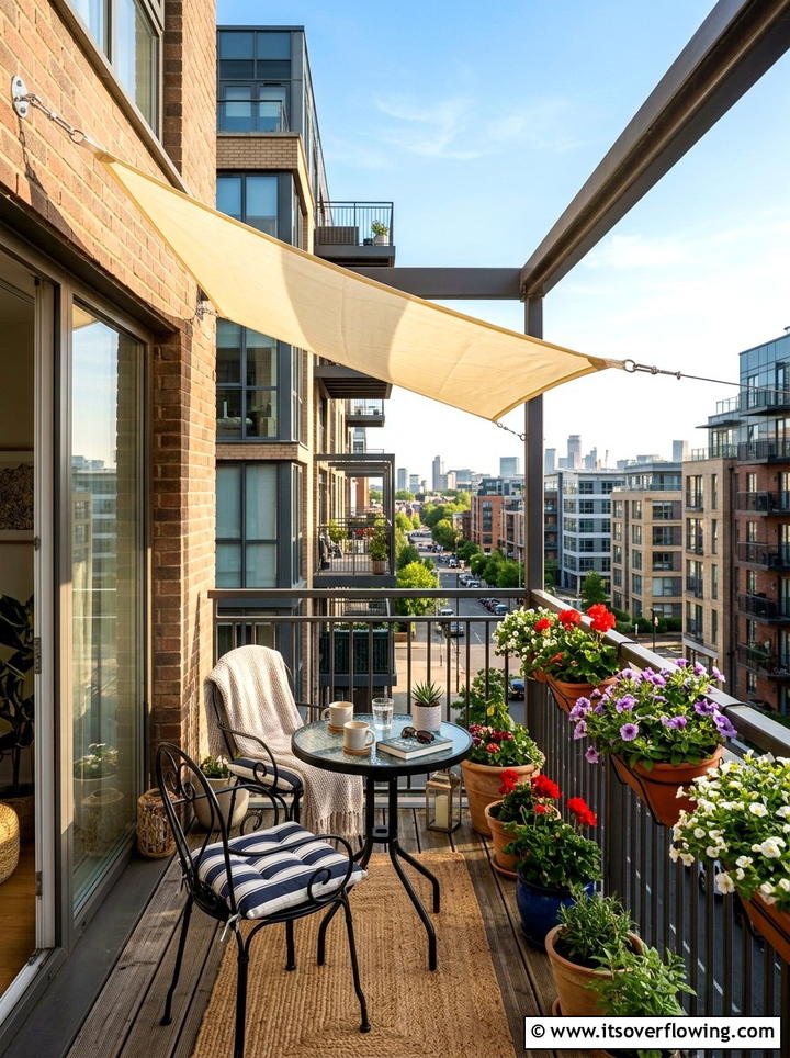 Balcony Sun Shade Sail - 25 backyard ideas with shade sail