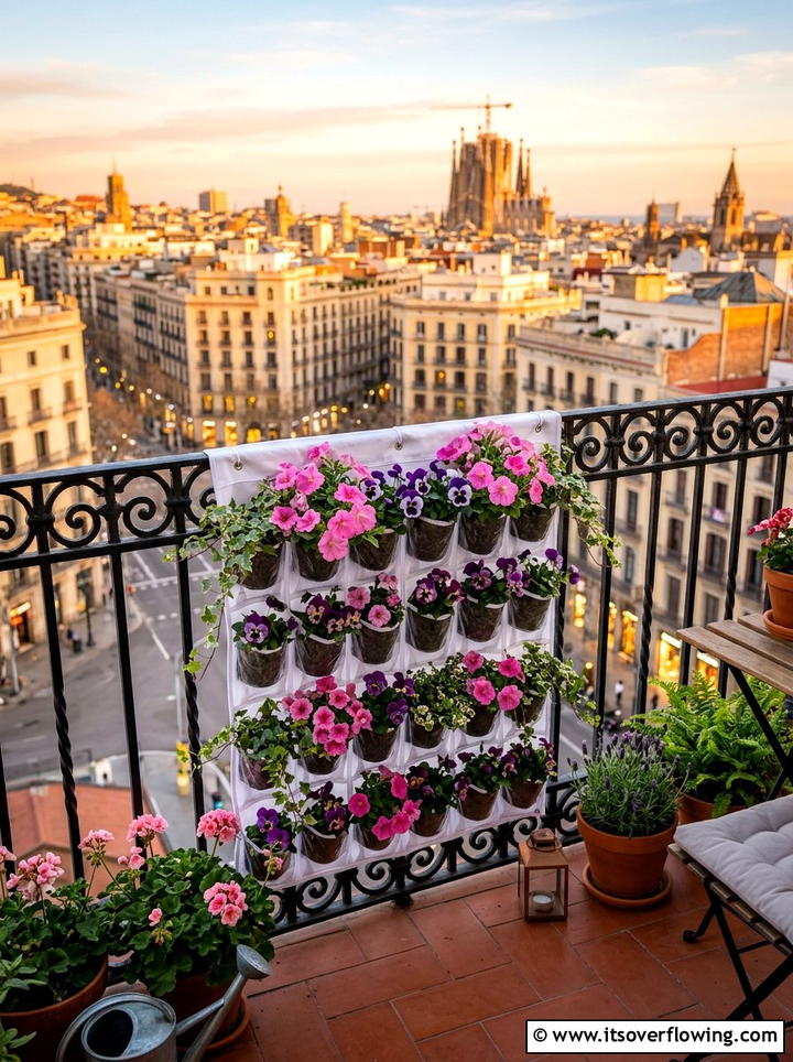 Balcony flower display - 25 upcycled garden ideas with shoe organizers