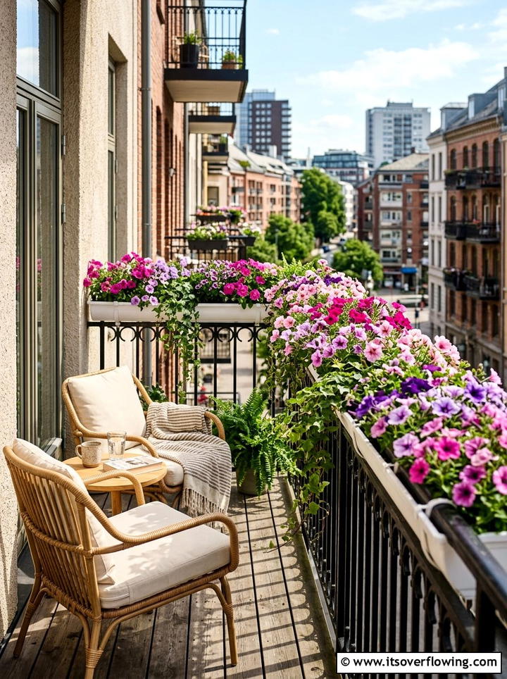 Balcony railing planter - 25 garden ideas with rain gutters