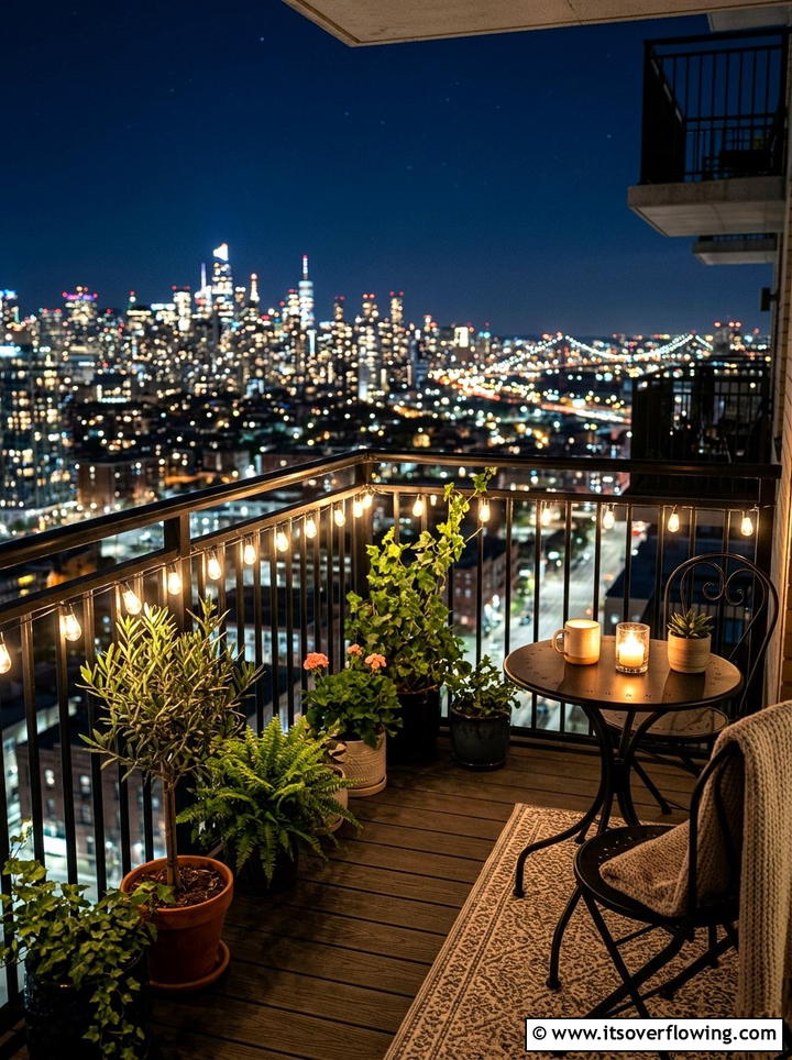 Balcony string lights - 25 backyard decorating ideas with hanging lights