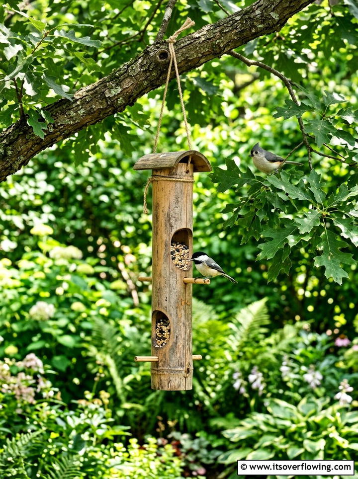 Bamboo Bird Feeder - 25 garden ideas with bamboo projects