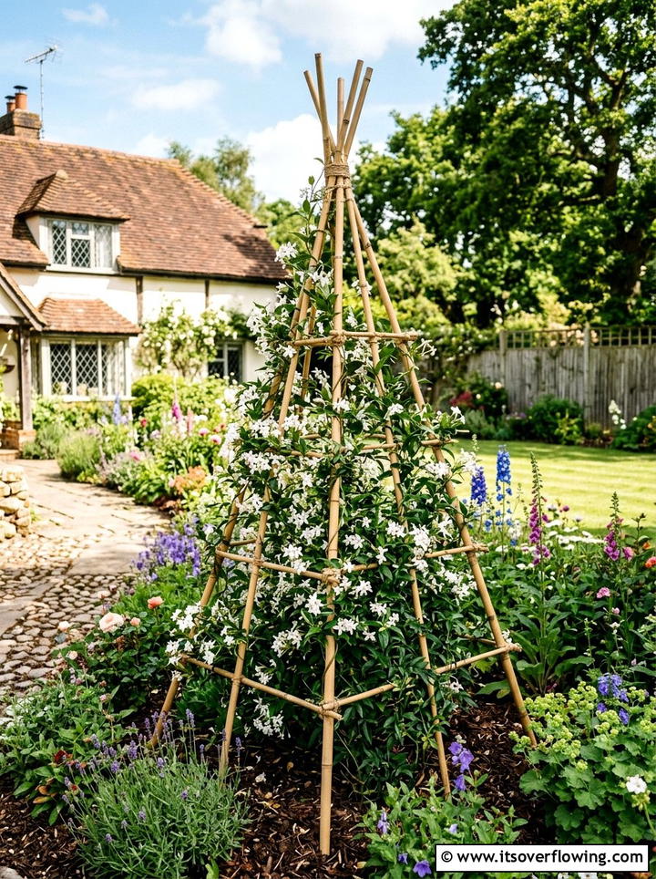Bamboo Climbing Plant Support - 25 garden decor ideas with bamboo accents