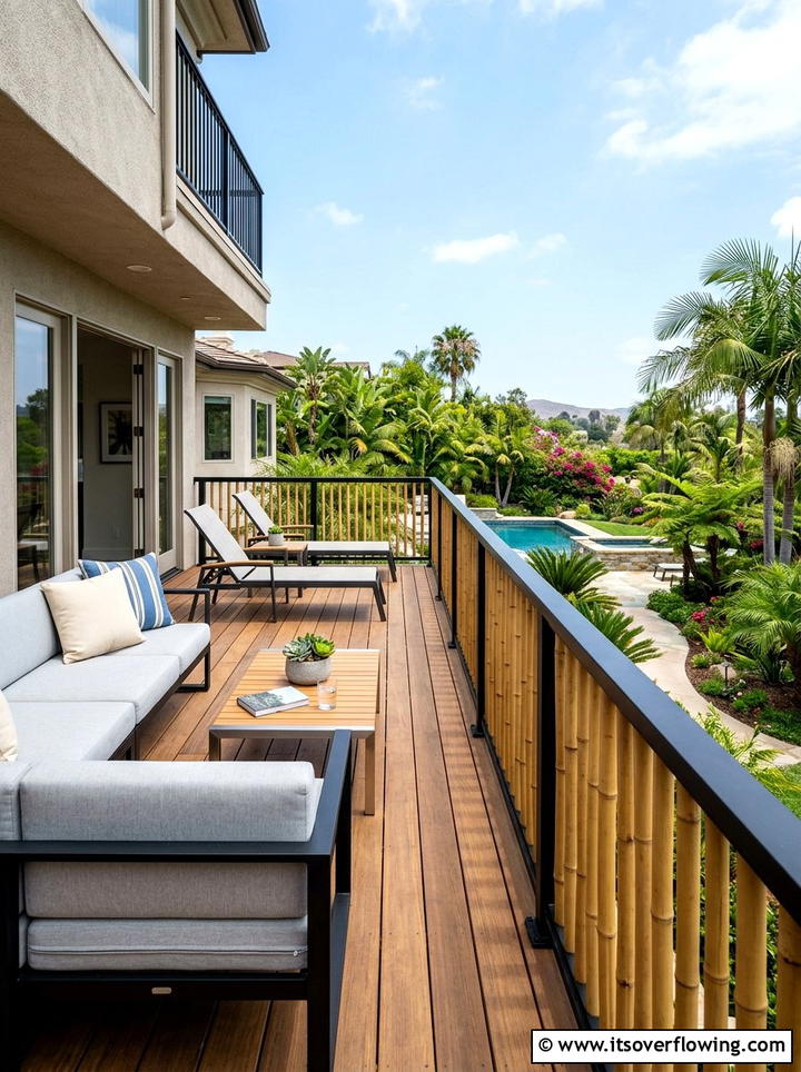 Bamboo Deck Railing - 25 garden ideas with bamboo projects
