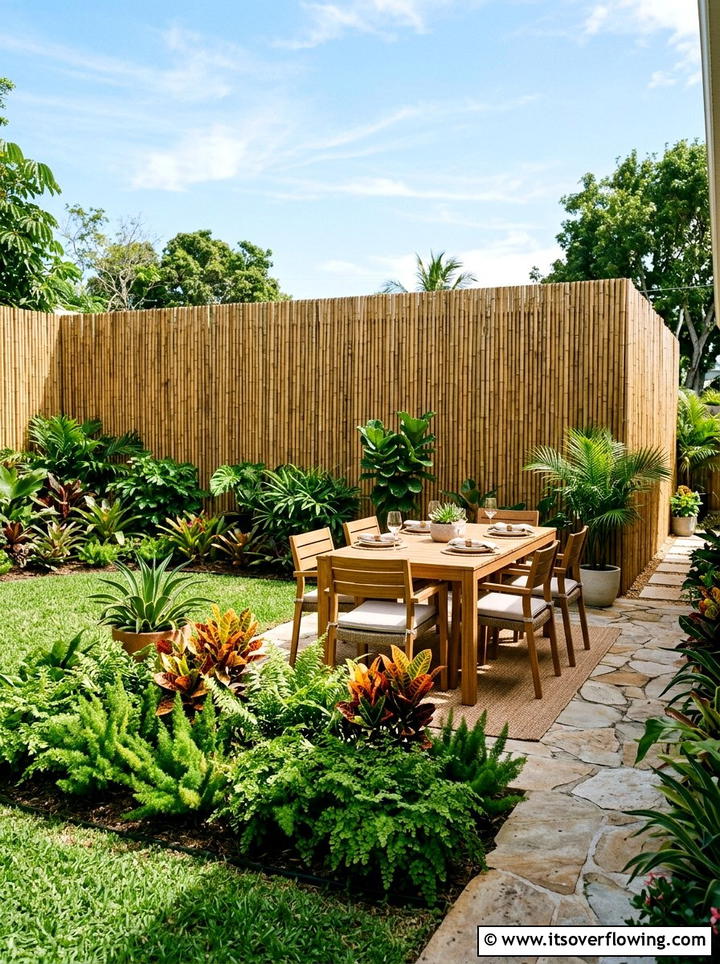 Bamboo Fence Backyard - 25 backyard ideas with tropical plants