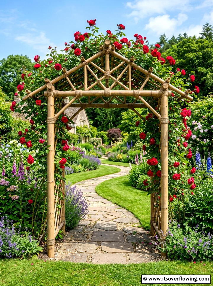 Bamboo Garden Arch - 25 garden decor ideas with bamboo accents