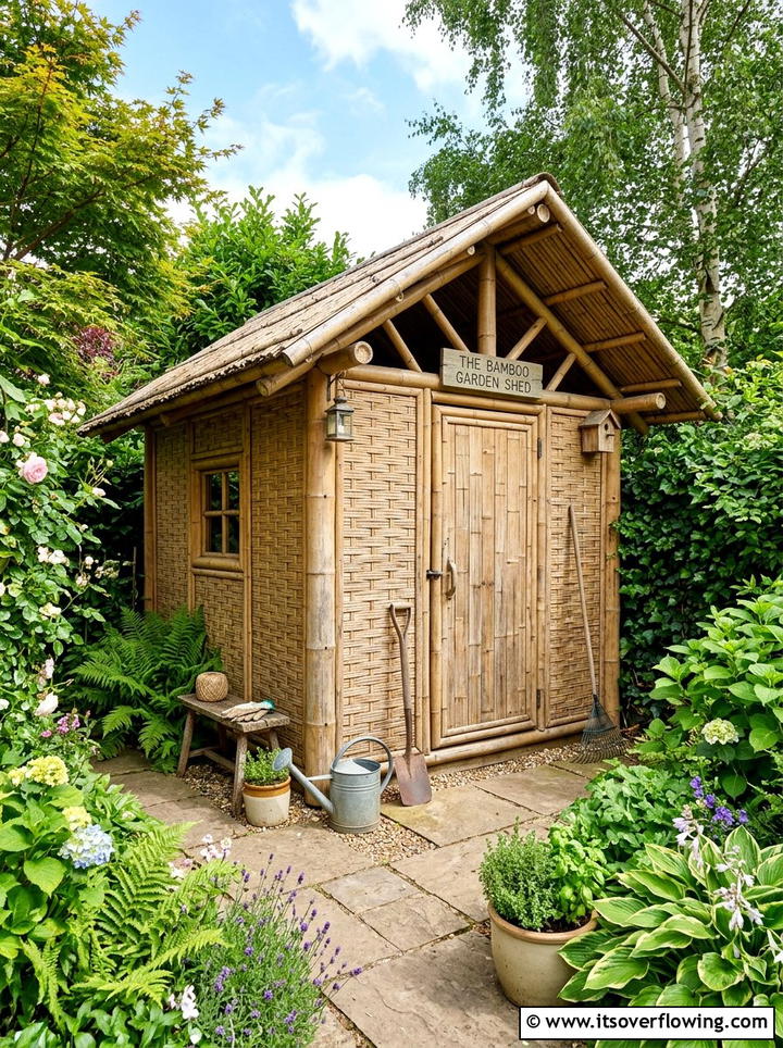 Bamboo Garden Shed - 25 garden ideas with bamboo projects