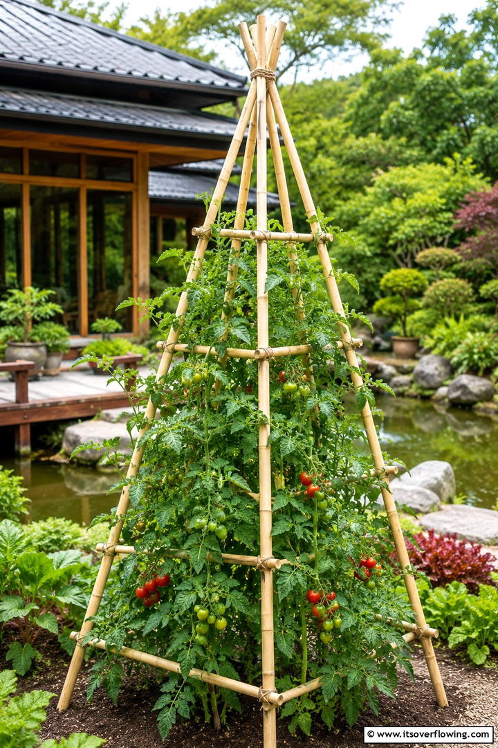 Bamboo Garden Trellis - 30 Tomato Trellis Ideas for Healthy & Space-Saving Gardens