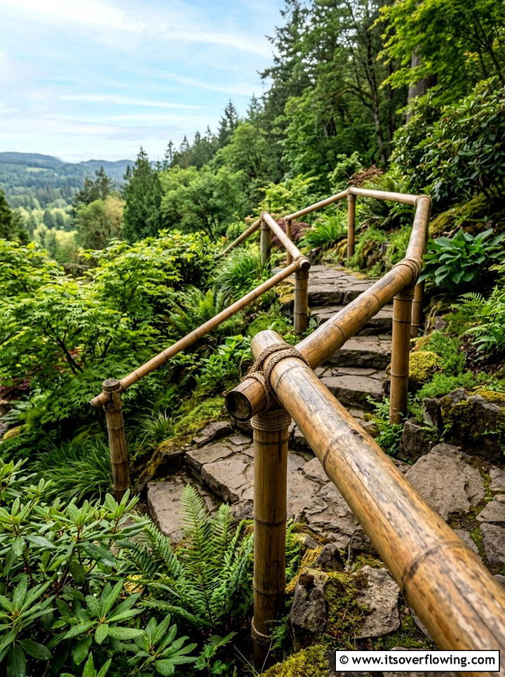 Bamboo Handrail - 25 garden ideas with bamboo projects