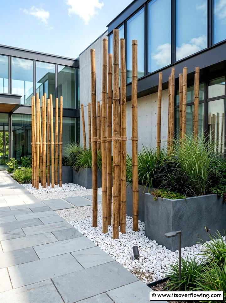 Bamboo Landscape Sticks - 25 garden decor ideas with bamboo accents