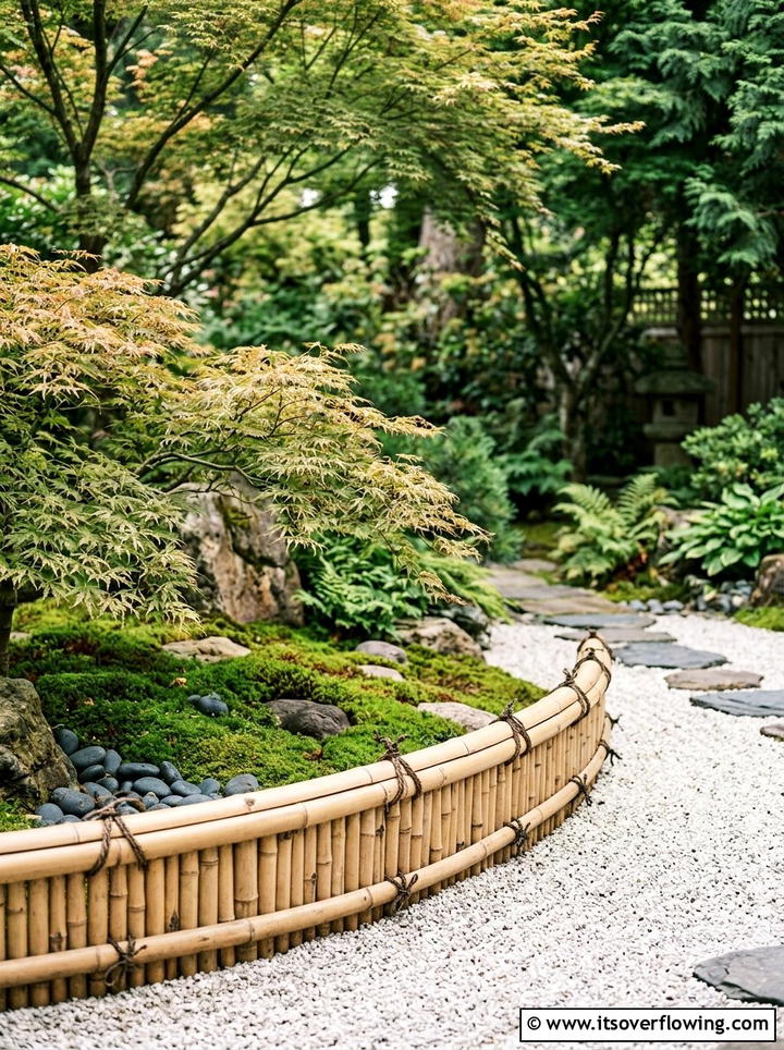 Bamboo Pole Garden Edging - 25 upcycled garden ideas with garden edging