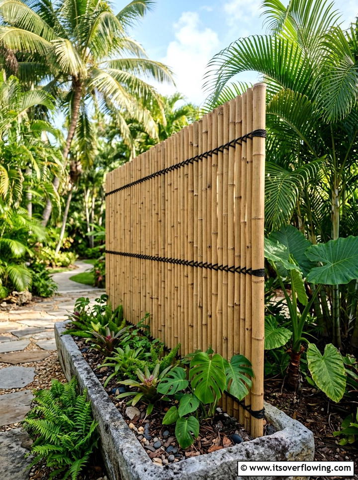 Bamboo Pole Privacy Screen - 25 upcycled garden ideas with privacy screens
