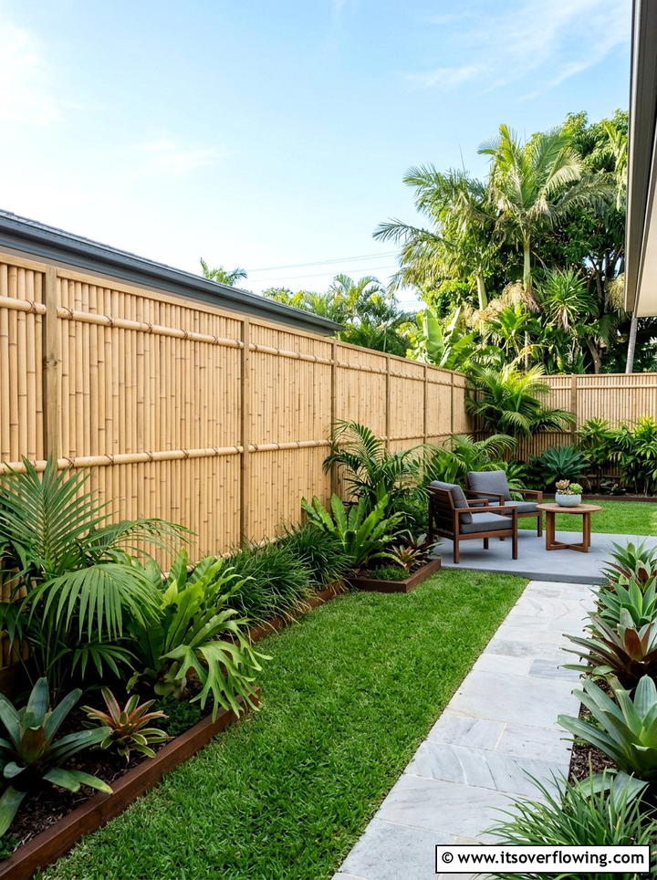 Bamboo Privacy Fence - 25 garden decor ideas with neutral tones