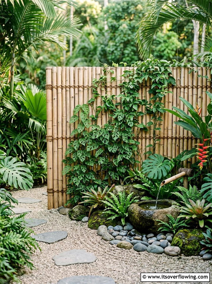 Bamboo Privacy Fence - 25 backyard ideas with vertical garden