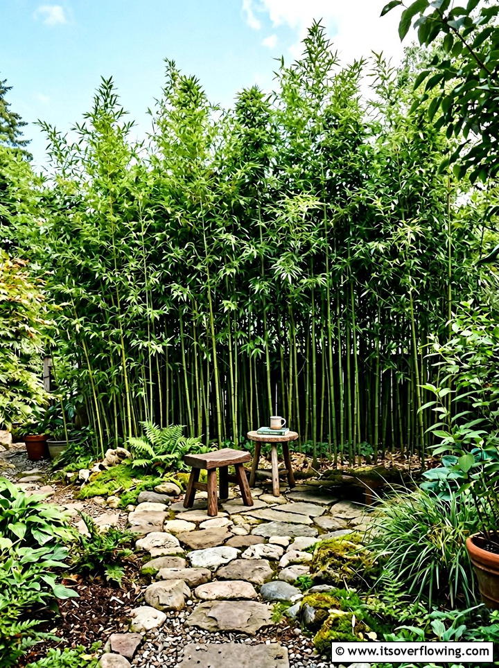 Bamboo Privacy Garden - 25 backyard ideas with meditation corner