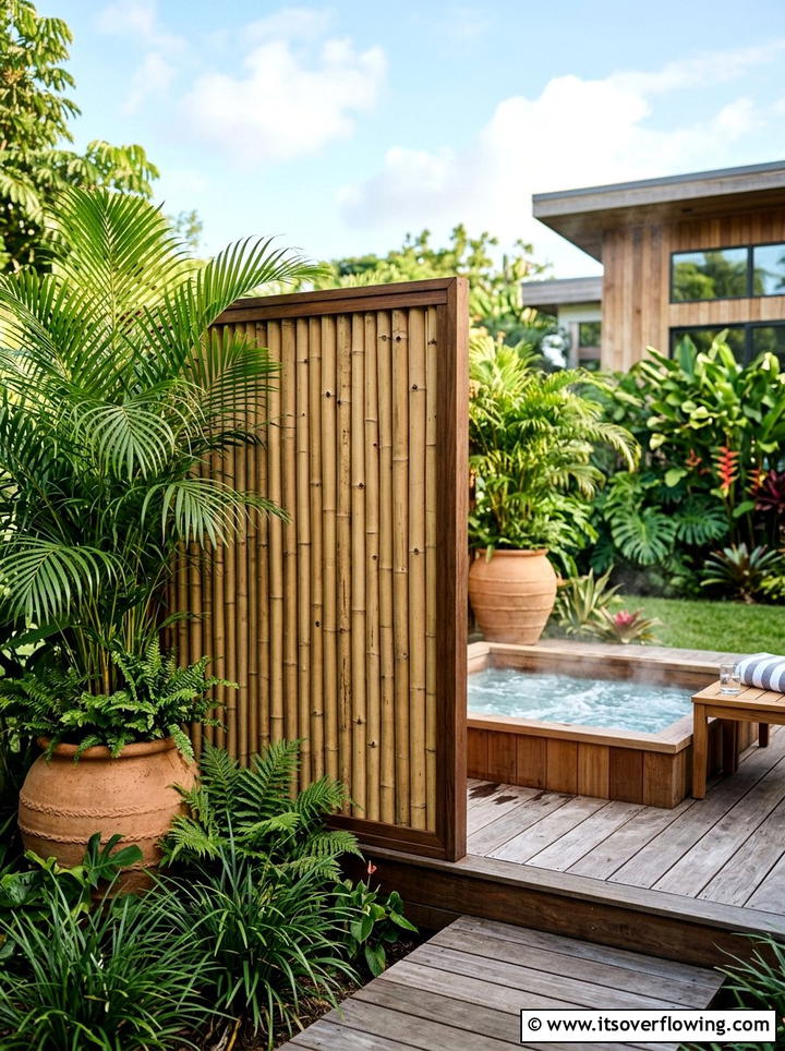 Bamboo Privacy Panel - 25 garden decor ideas with bamboo accents