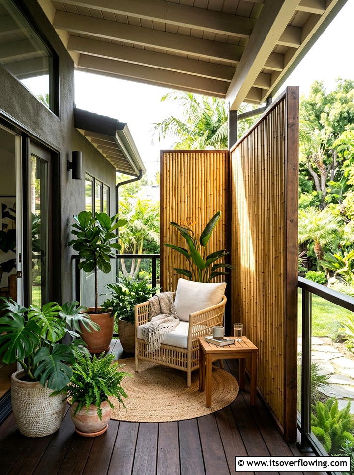 Bamboo Privacy Screen - 25 front porch ideas with boho style