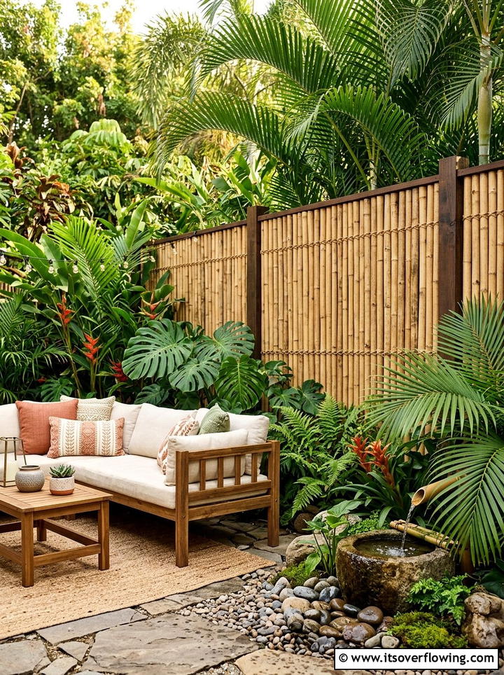 Bamboo Privacy Screen - 25 garden decor ideas with fence decorations