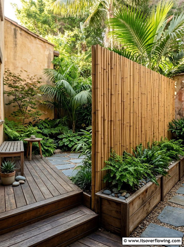 Bamboo Privacy Screen - 25 garden ideas for courtyards