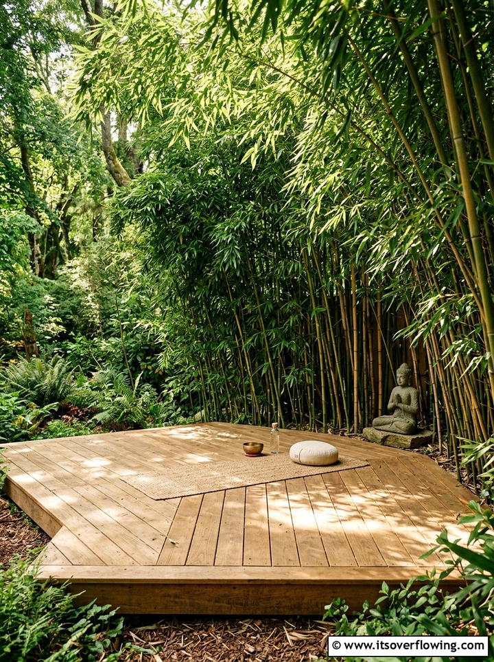 Bamboo Privacy Yoga Deck - 25 backyard ideas with yoga deck