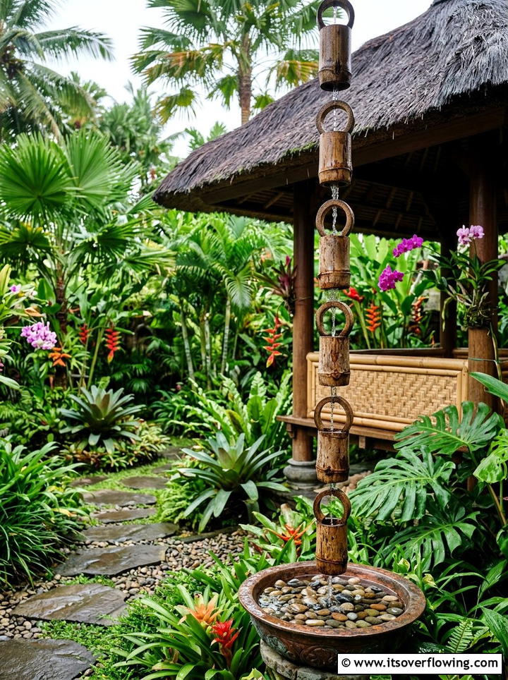 Bamboo Rain Chain - 25 creative garden ideas with rain chains