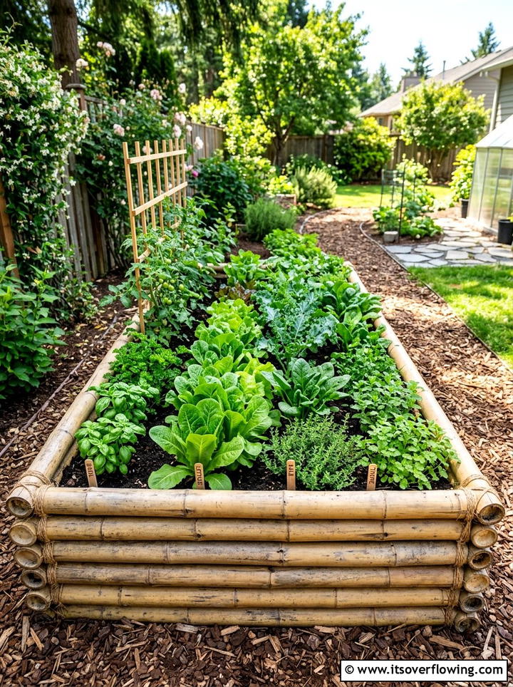 Bamboo Raised Bed - 25 garden ideas with bamboo projects