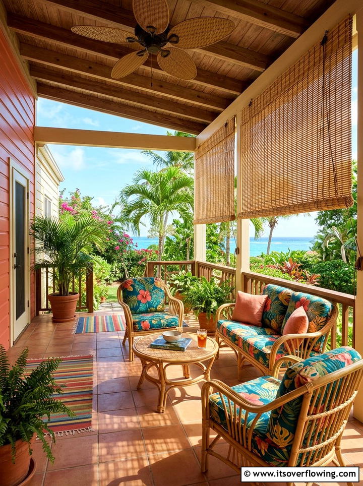 Bamboo Roller Blinds - 25 front porch ideas for hot climates