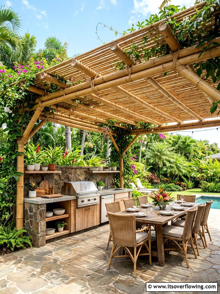 Bamboo Shade Structure - 25 garden decor ideas with bamboo accents