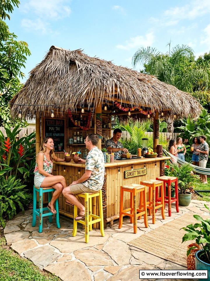 Bamboo Tiki Bar - 25 garden ideas with bamboo projects