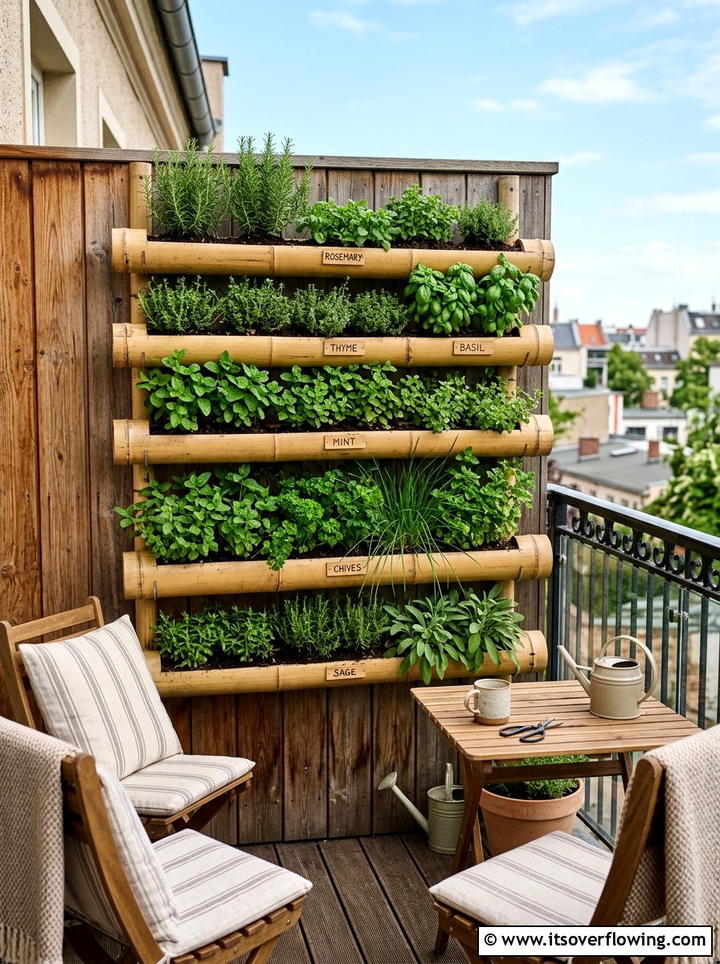 Bamboo Vertical Garden - 25 garden decor ideas with bamboo accents