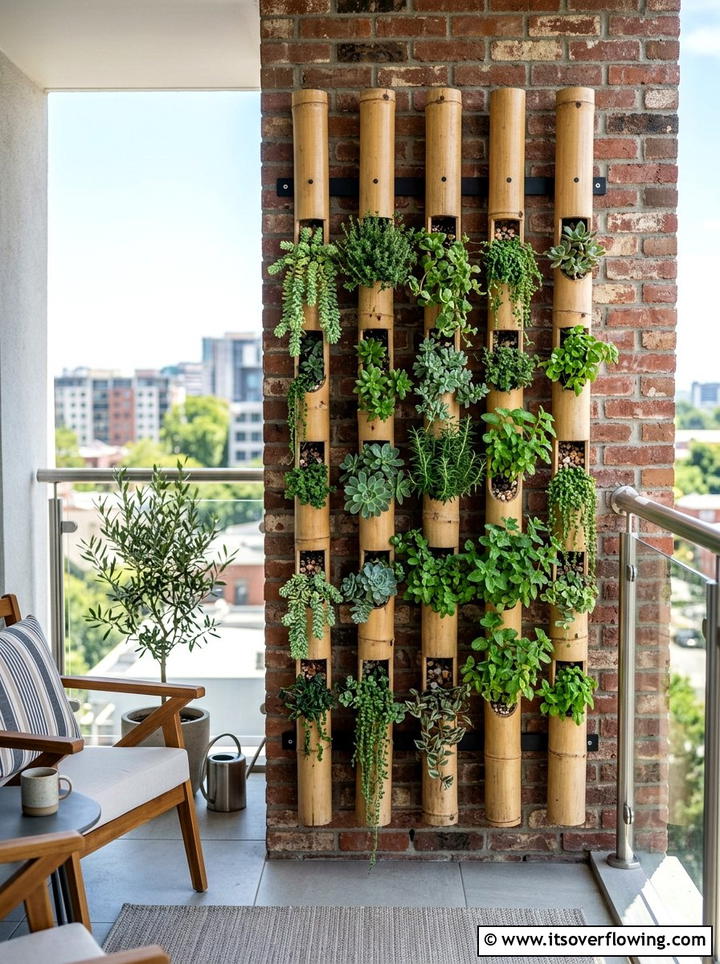 Bamboo Vertical Planter - 25 garden ideas with bamboo projects