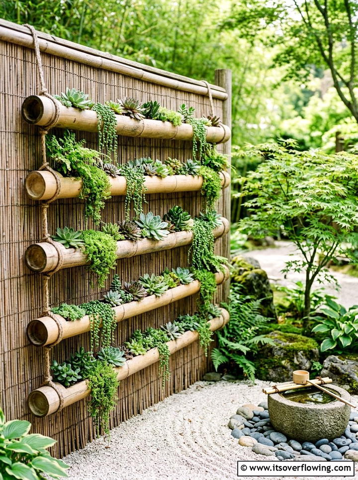 Bamboo Wall Planter - 25 creative garden ideas with wall mounted planters