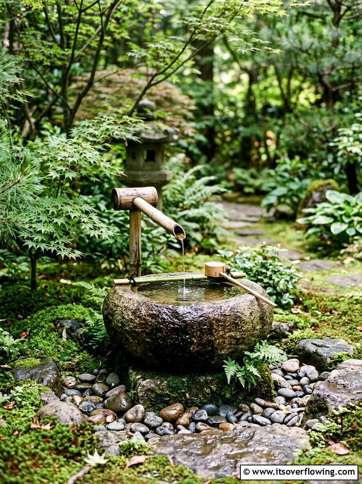 Bamboo Water Fountain - 25 garden ideas with bamboo projects