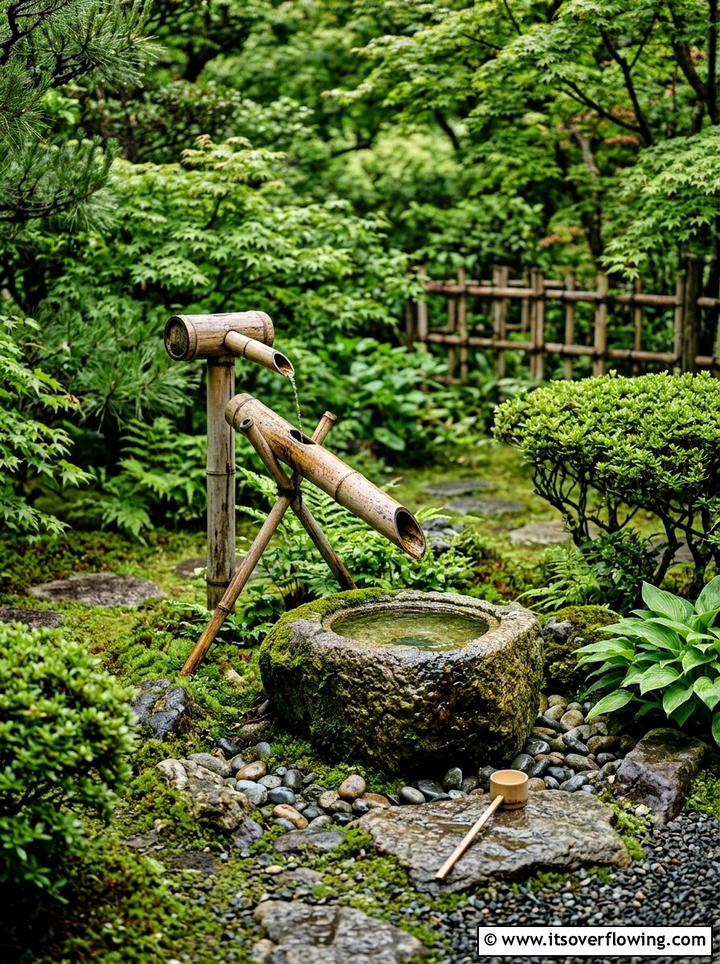 Bamboo Water Fountain - 25 backyard decorating ideas with zen retreat vibe
