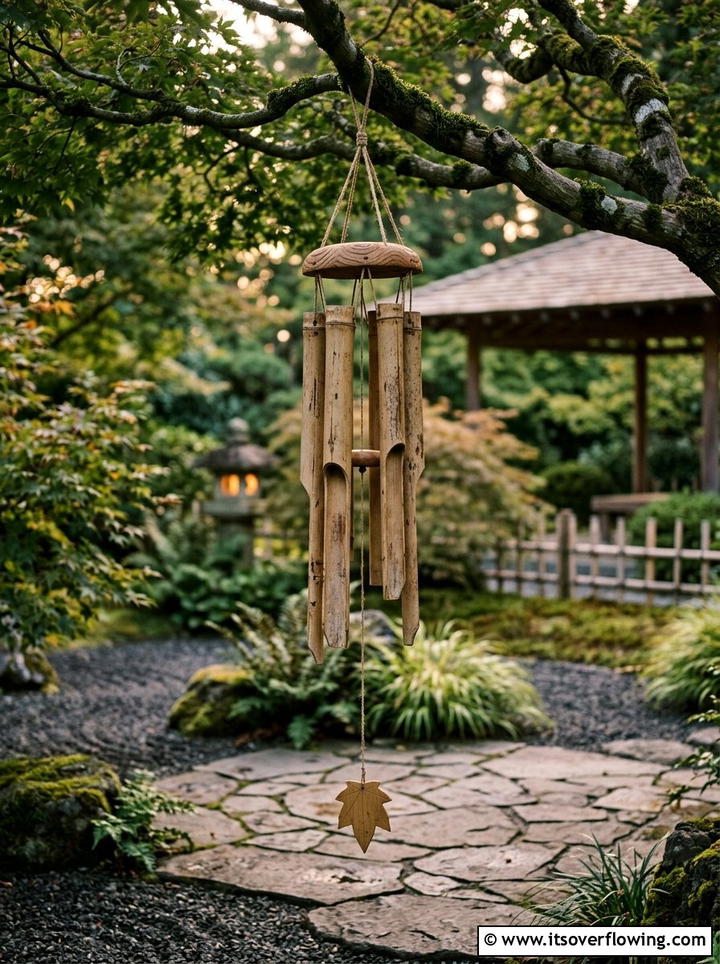 Bamboo Wind Chimes - 25 garden decor ideas with wood art