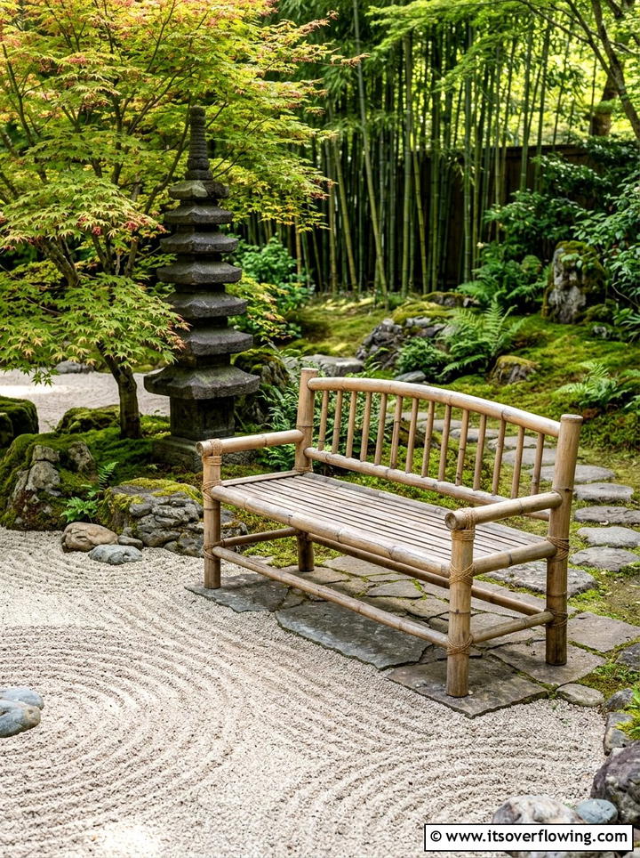 Bamboo Zen Garden Bench - 25 garden decor ideas with benches