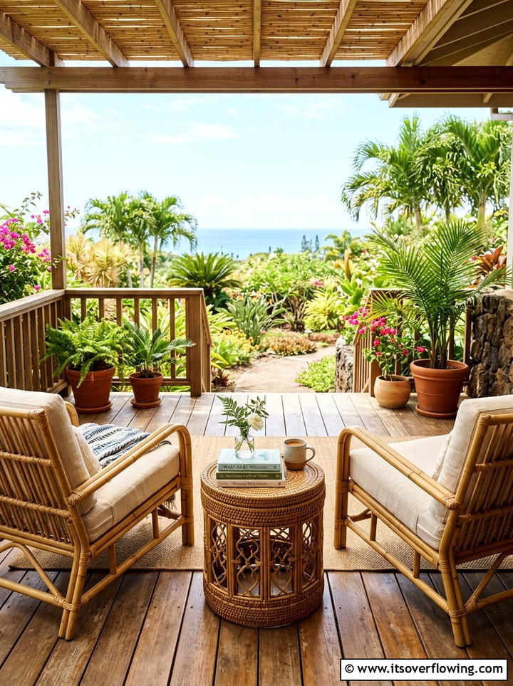Bamboo basket furniture accents - 25 front porch decor ideas with baskets