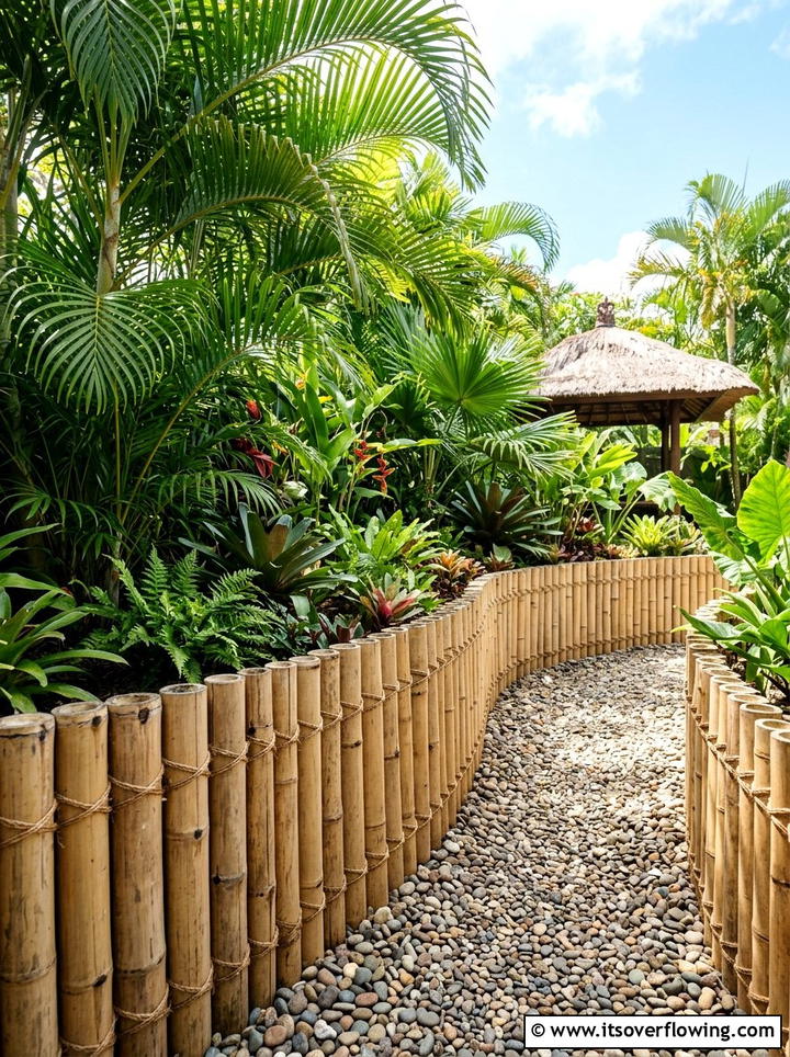 Bamboo garden edge - 25 backyard ideas with edging