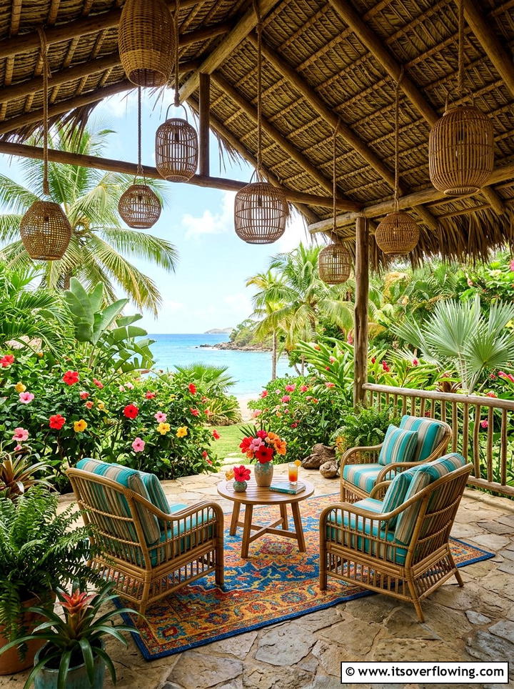 Bamboo lanterns for tropical patio - 25 garden decor ideas with lanterns