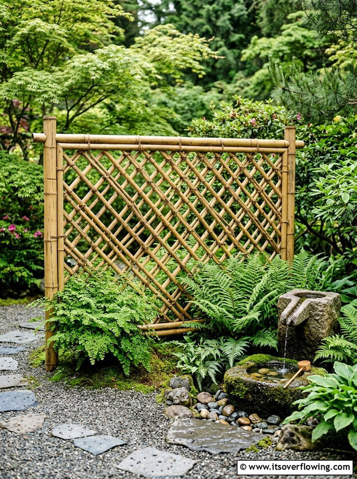 Bamboo lattice garden screen - 25 backyard ideas with lattice wall