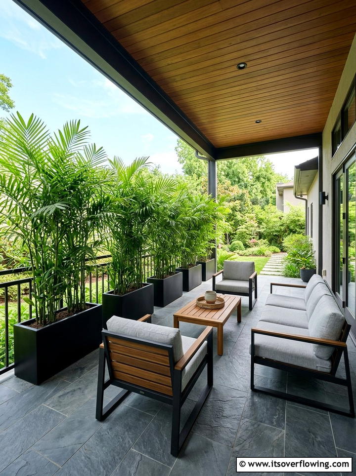 Bamboo palm privacy screen - 25 front porch ideas with cat safe plants