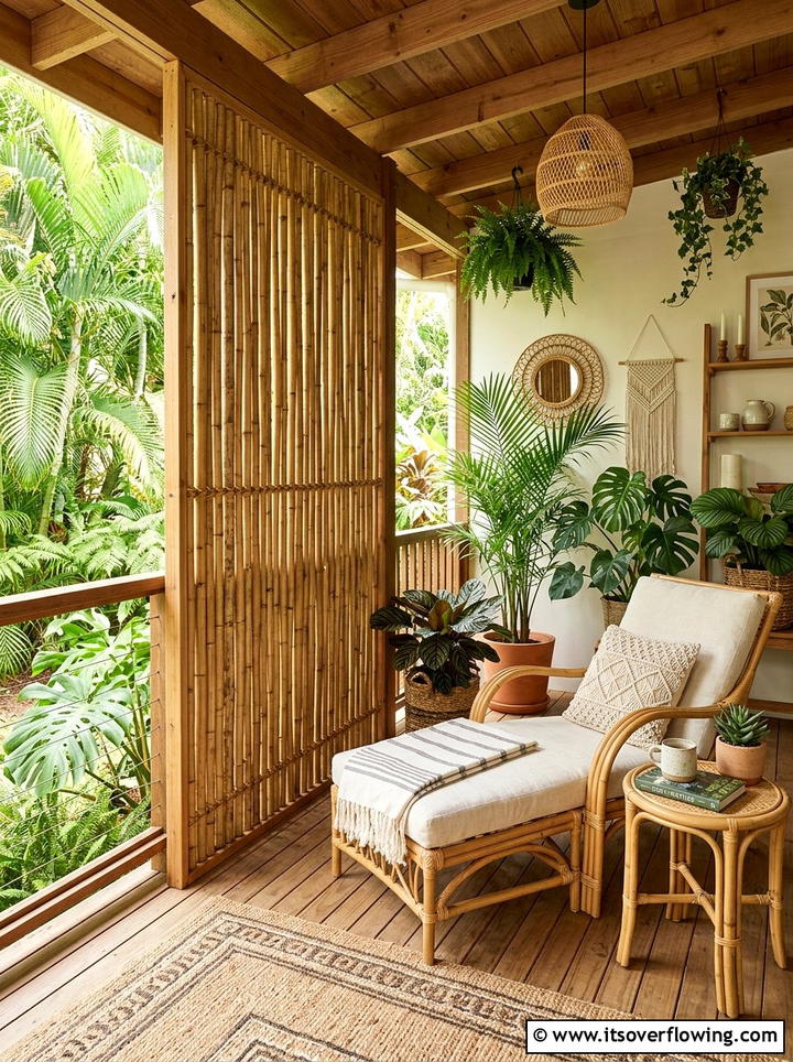 Bamboo porch screen - 25 front porch decor ideas with natural wood