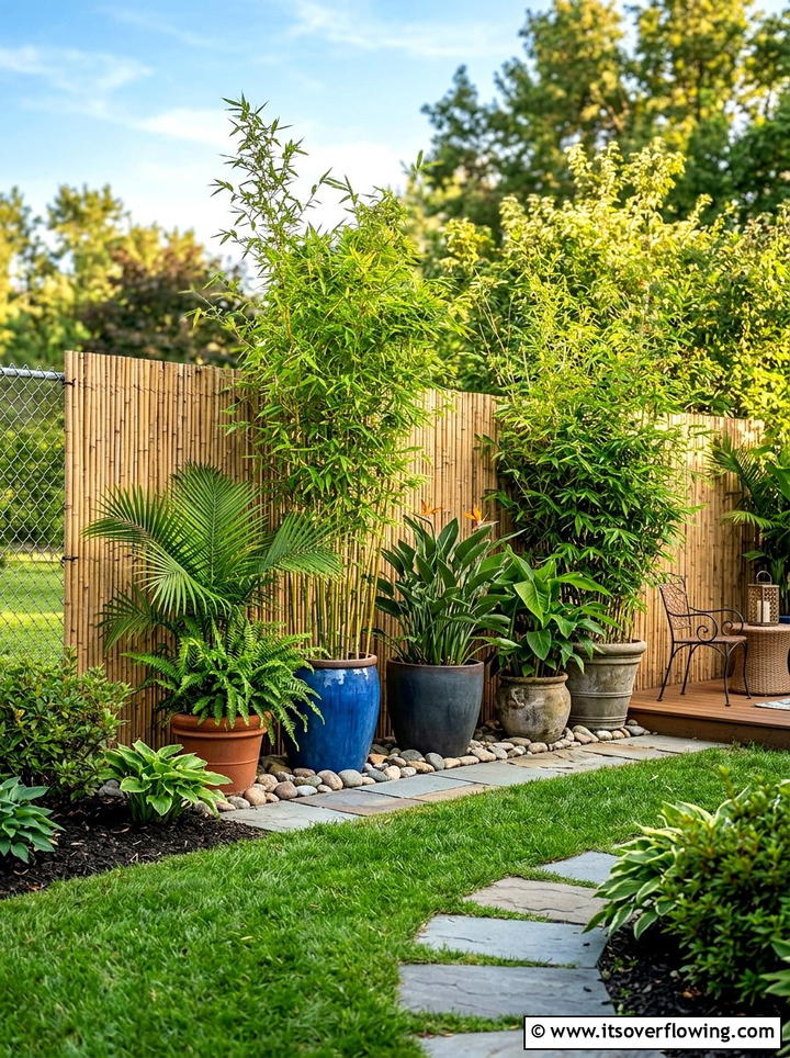 Bamboo privacy fence - 25 garden ideas for rental homes